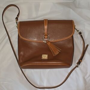 Dooney Bourke Brown Florentine Vacchetta Leather Dottie Crossbody Shoulder Bag